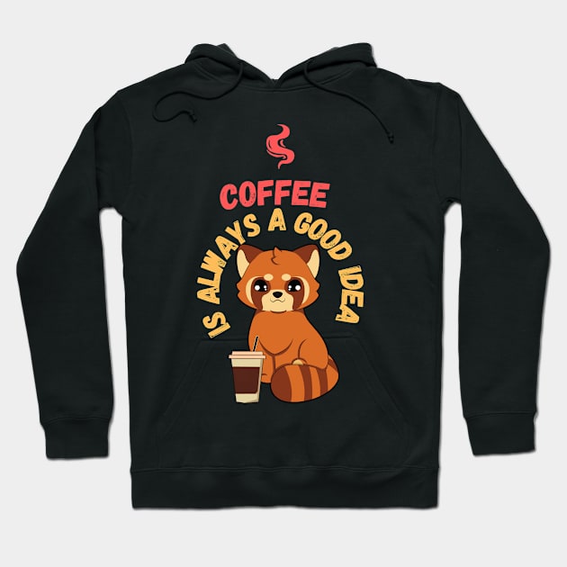 Red Panda Baby Bear Loves Coffee Hoodie by Praizes